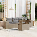 vidaXL 5-delige Loungeset met kussens poly rattan zwart