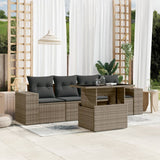 vidaXL 5-delige Loungeset met kussens poly rattan zwart