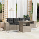 vidaXL 5-delige Loungeset met kussens poly rattan zwart