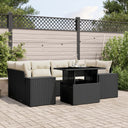 vidaXL 7-delige Loungeset met kussens poly rattan zwart