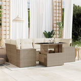 vidaXL 7-delige Loungeset met kussens poly rattan zwart
