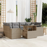vidaXL 7-delige Loungeset met kussens poly rattan zwart