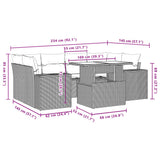 vidaXL 7-delige Loungeset met kussens poly rattan zwart