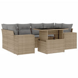 vidaXL 7-delige Loungeset met kussens poly rattan zwart