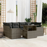 vidaXL 7-delige Loungeset met kussens poly rattan zwart