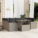 vidaXL 7-delige Loungeset met kussens poly rattan zwart