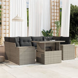vidaXL 7-delige Loungeset met kussens poly rattan zwart