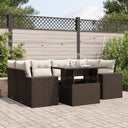 vidaXL 7-delige Loungeset met kussens poly rattan zwart
