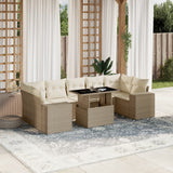 vidaXL 8-delige Loungeset met kussens poly rattan zwart