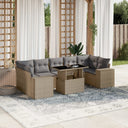 vidaXL 8-delige Loungeset met kussens poly rattan zwart