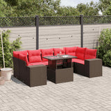 vidaXL 8-delige tuinbankset met kussens, zwart polyrotan