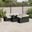 vidaXL 9-delige Loungeset met kussens poly rattan zwart
