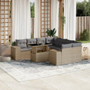 vidaXL 9-delige Loungeset met kussens poly rattan zwart