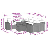vidaXL 9-delige Loungeset met kussens poly rattan zwart
