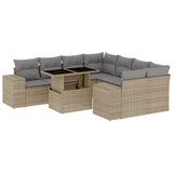 vidaXL 9-delige Loungeset met kussens poly rattan zwart