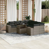 vidaXL 9-delige Loungeset met kussens poly rattan zwart