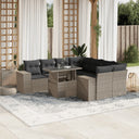 vidaXL 9-delige Loungeset met kussens poly rattan zwart
