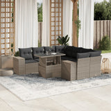 vidaXL 9-delige Loungeset met kussens poly rattan zwart