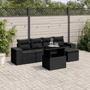 vidaXL 6-Piece Lounge Set with Cushions Poly Rattan Black
