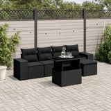 vidaXL 6-Piece Lounge Set with Cushions Poly Rattan Black
