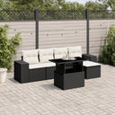 vidaXL 6-Piece Lounge Set with Cushions Poly Rattan Black