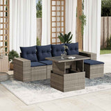 vidaXL 6-Piece Garden Sofa Set with Cushions Black Poly Rattan
