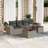 vidaXL 6-Piece Lounge Set with Cushions Poly Rattan Black