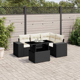 vidaXL 5-delige Loungeset met kussens poly rattan zwart