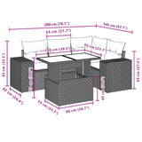 vidaXL 5-delige Loungeset met kussens poly rattan zwart