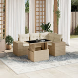 vidaXL 5-delige Loungeset met kussens poly rattan zwart