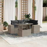 vidaXL 5-delige Loungeset met kussens poly rattan zwart