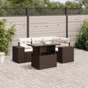 vidaXL 5-delige Loungeset met kussens poly rattan zwart