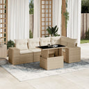 vidaXL 6-delige Loungeset met kussens poly rattan zwart