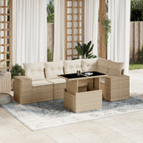vidaXL 6-delige Loungeset met kussens poly rattan zwart