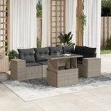 vidaXL 6-delige Loungeset met kussens poly rattan zwart