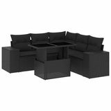vidaXL 6-Piece Lounge Set with Cushions Poly Rattan Black