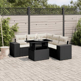 vidaXL 6-Piece Lounge Set with Cushions Poly Rattan Black
