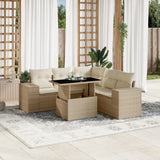 vidaXL 6-Piece Lounge Set with Cushions Poly Rattan Black