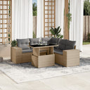 vidaXL 6-Piece Lounge Set with Cushions Poly Rattan Black