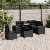 vidaXL 6-Piece Lounge Set with Cushions Poly Rattan Black