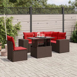 vidaXL 6-Piece Garden Sofa Set with Cushions, Grey Poly Rattan