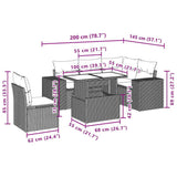 vidaXL 6-Piece Garden Sofa Set with Cushions, Grey Poly Rattan