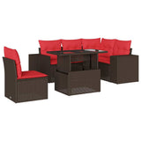 vidaXL 6-Piece Garden Sofa Set with Cushions, Grey Poly Rattan