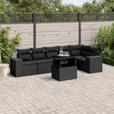 vidaXL 7-Piece Lounge Set with Cushions Poly Rattan Black