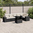 vidaXL 7-Piece Lounge Set with Cushions Poly Rattan Black