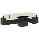 vidaXL 7-Piece Lounge Set with Cushions Poly Rattan Black