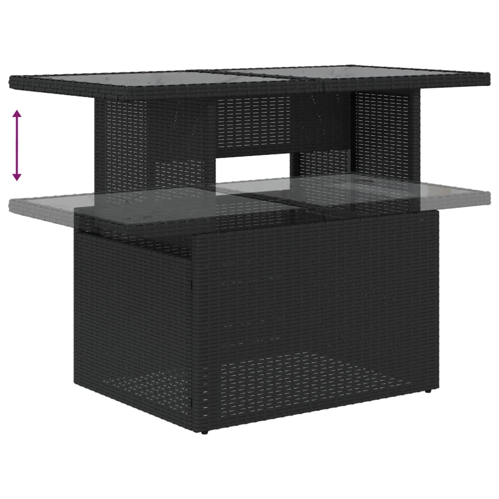 vidaXL 7-Piece Lounge Set with Cushions Poly Rattan Black