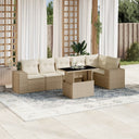 vidaXL 7-Piece Lounge Set with Cushions Poly Rattan Black