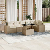 vidaXL 7-Piece Lounge Set with Cushions Poly Rattan Black