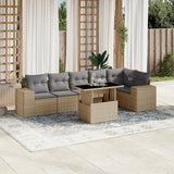 vidaXL 7-Piece Lounge Set with Cushions Poly Rattan Black